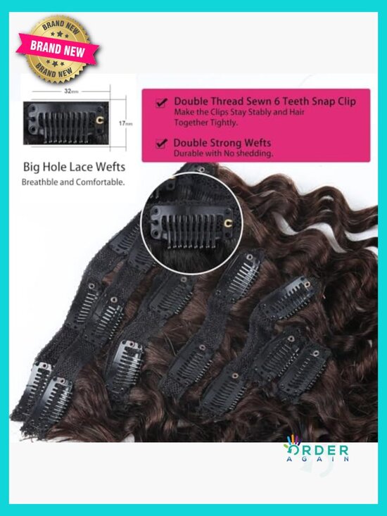 Clip in Hair Extensions Real Human Hair 24 Inch Remy Double Weft Seamless 8Pcs main image 5